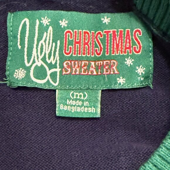 Ugly Christmas Sweater Golfing Santa Mens Medium Multicolor Pullover Novelty - Picture 6 of 7